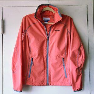 COLUMBIA sz M Coral Pink Omni-Shield Advanced Repellency Lightweight Jacket Zip